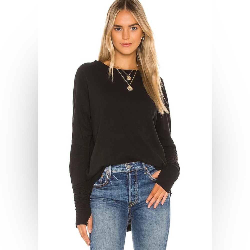 Free People We The Free Arden Tee Black Size XS Long Sleeve Brand New NWT